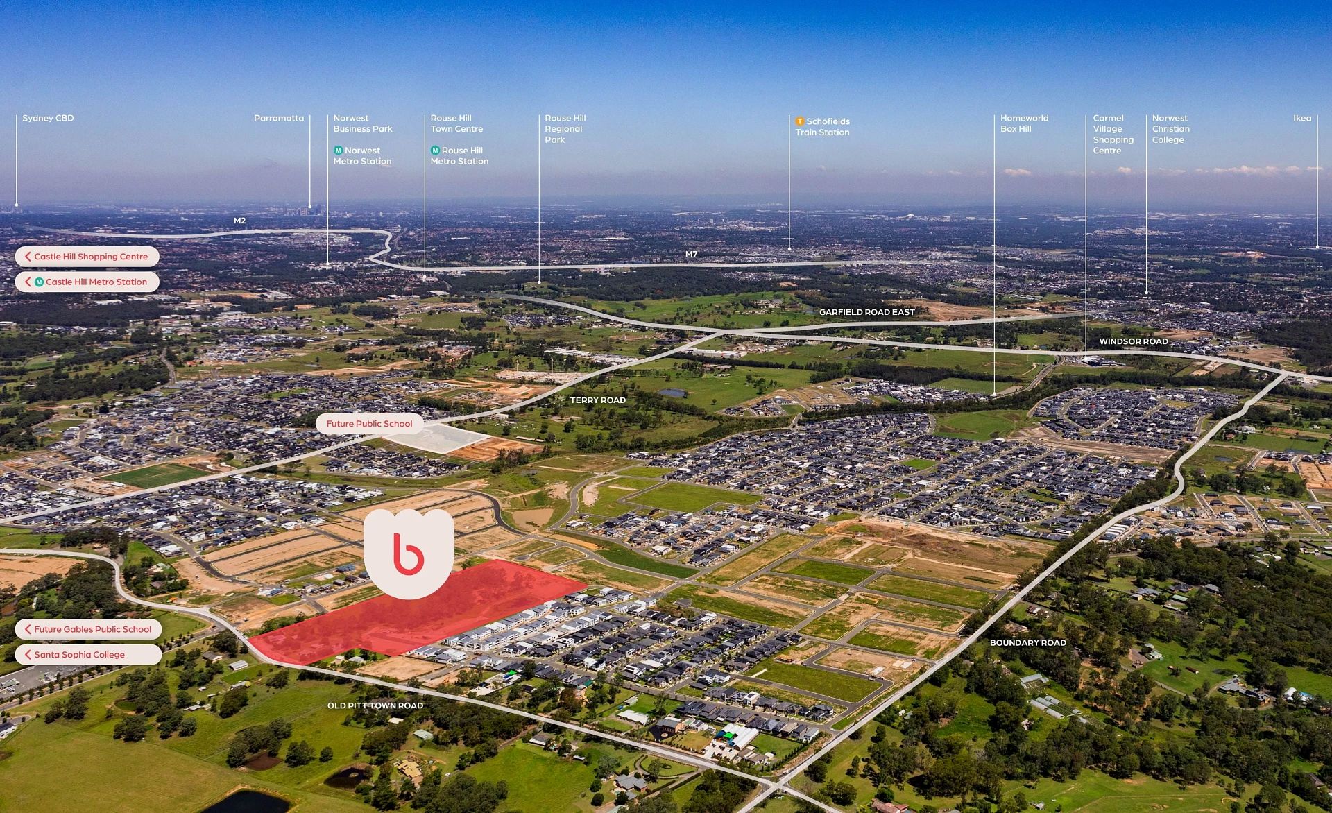 124 Old Pitt Town Road - Box Hill Aerial