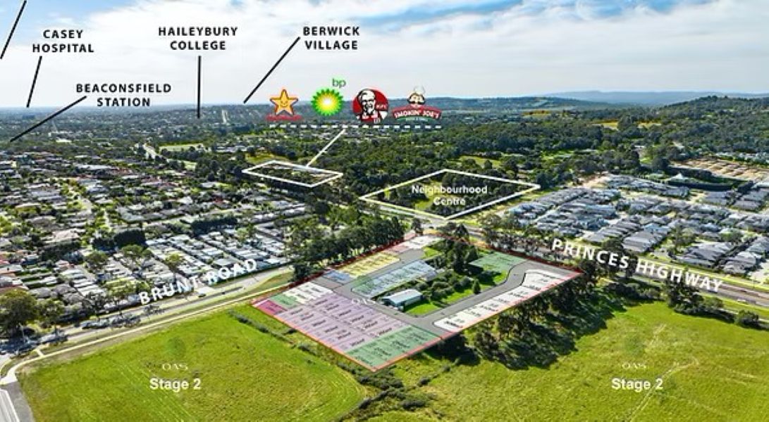250 Princes Highway & Brunt Road - Officer Aerial