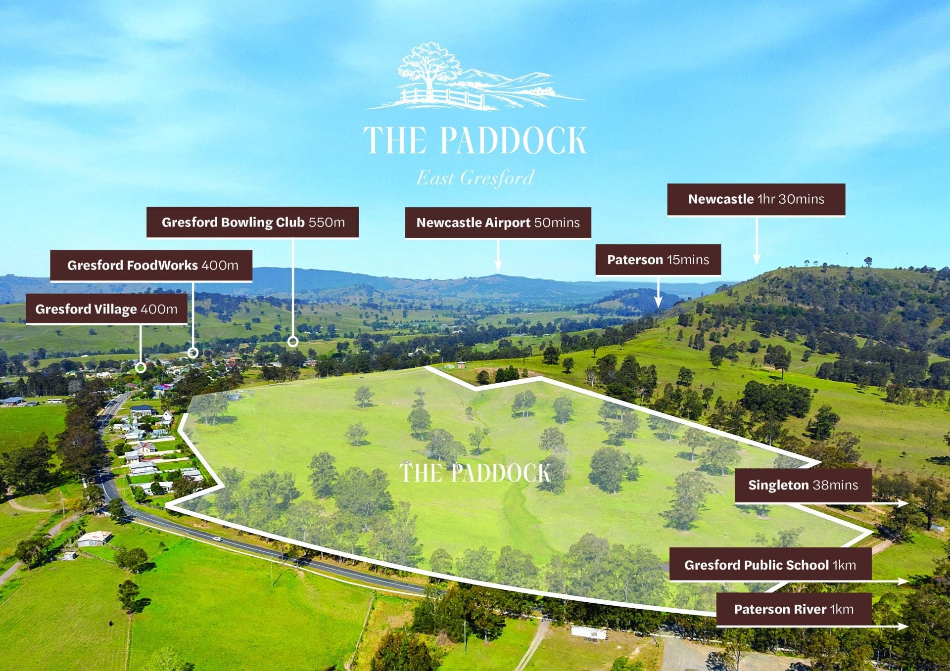 The Paddock Estate - East Gresford Aerial