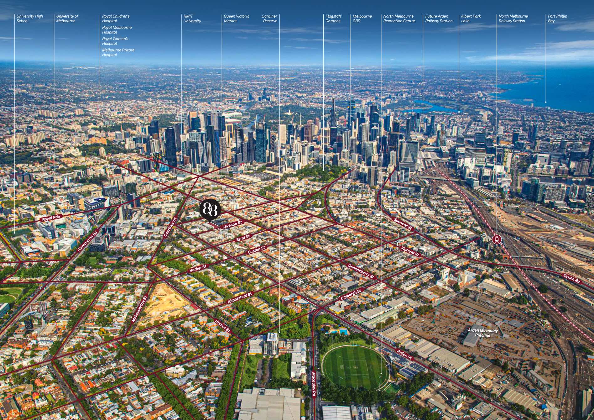 88 Leveson Estate - North Melbourne Aerial