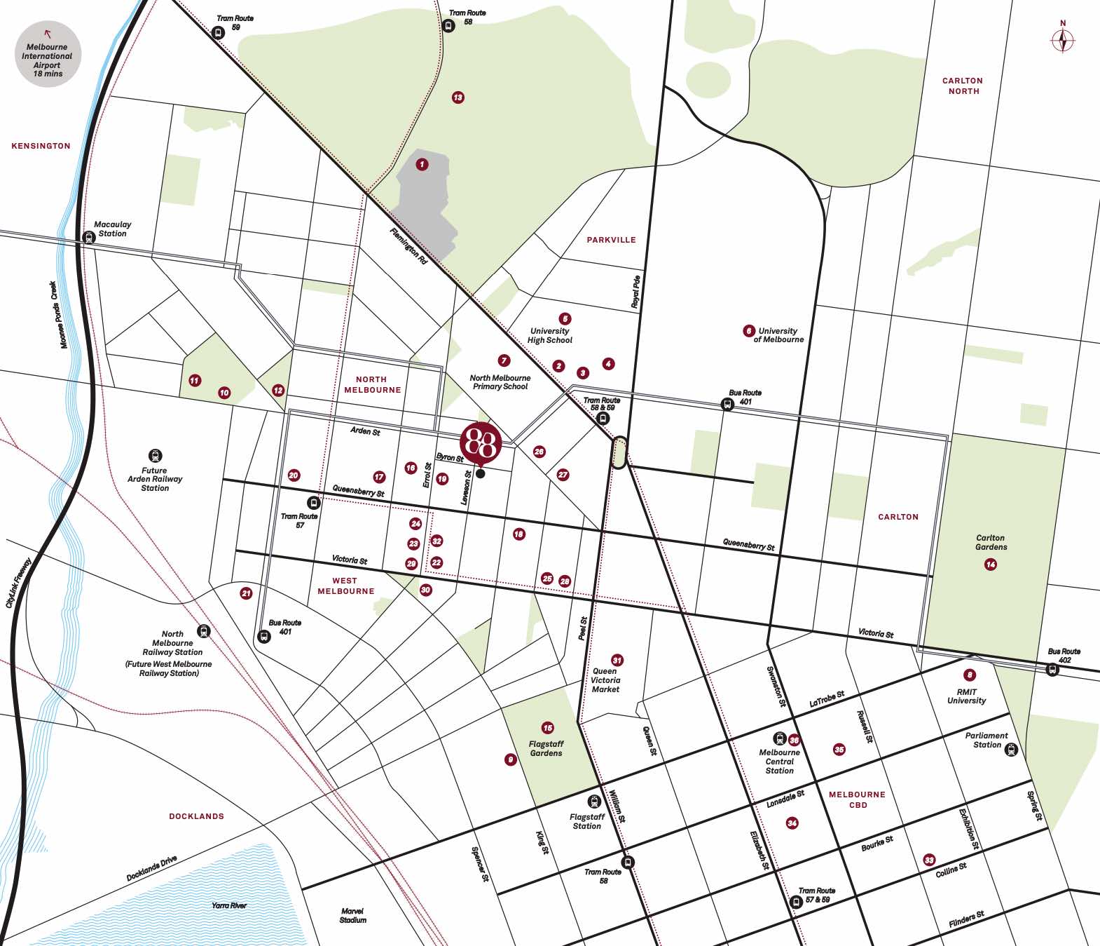 88 Leveson Estate - North Melbourne Location map