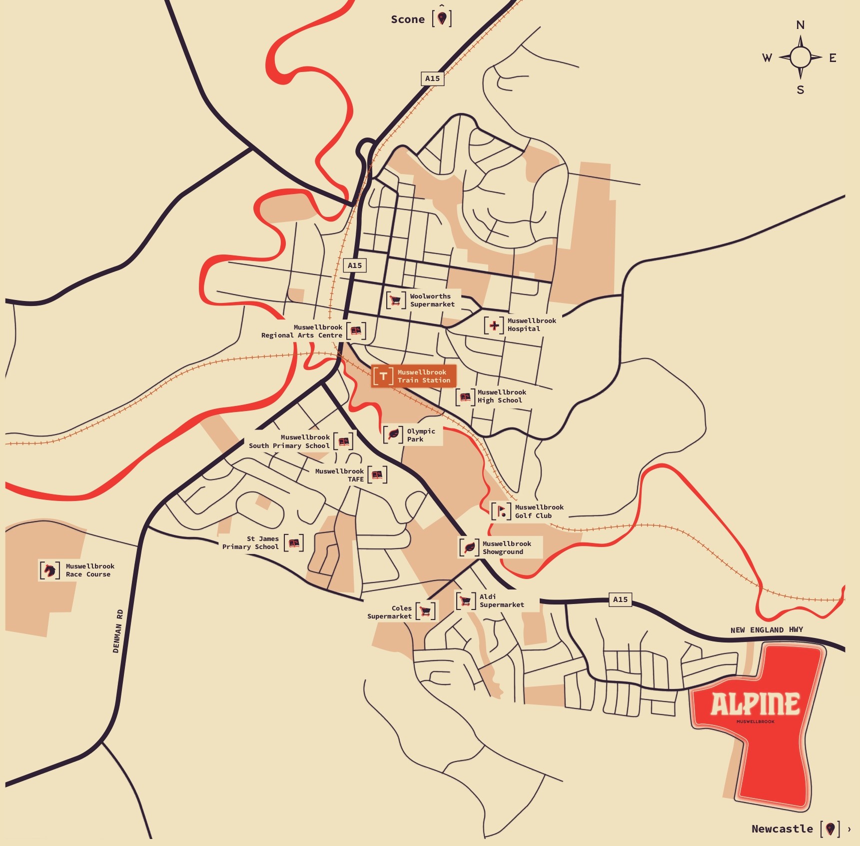 8911 New England Highway - Muswellbrook Location Map