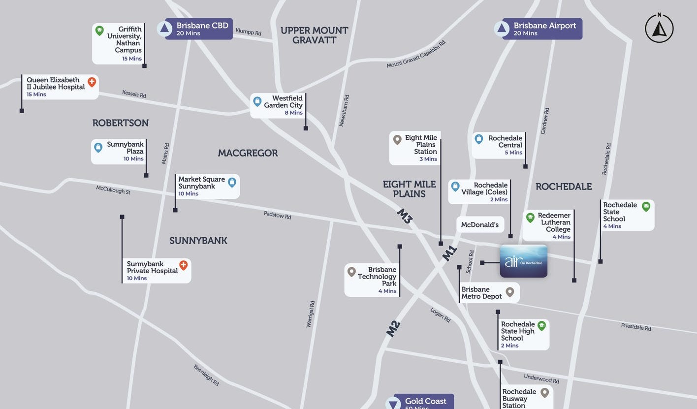 AIR ON ROCHEDALE - Rochedale Location Map