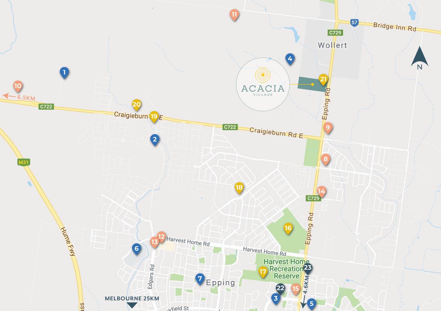 Acacia Village Estate - Wollert location m Location Map