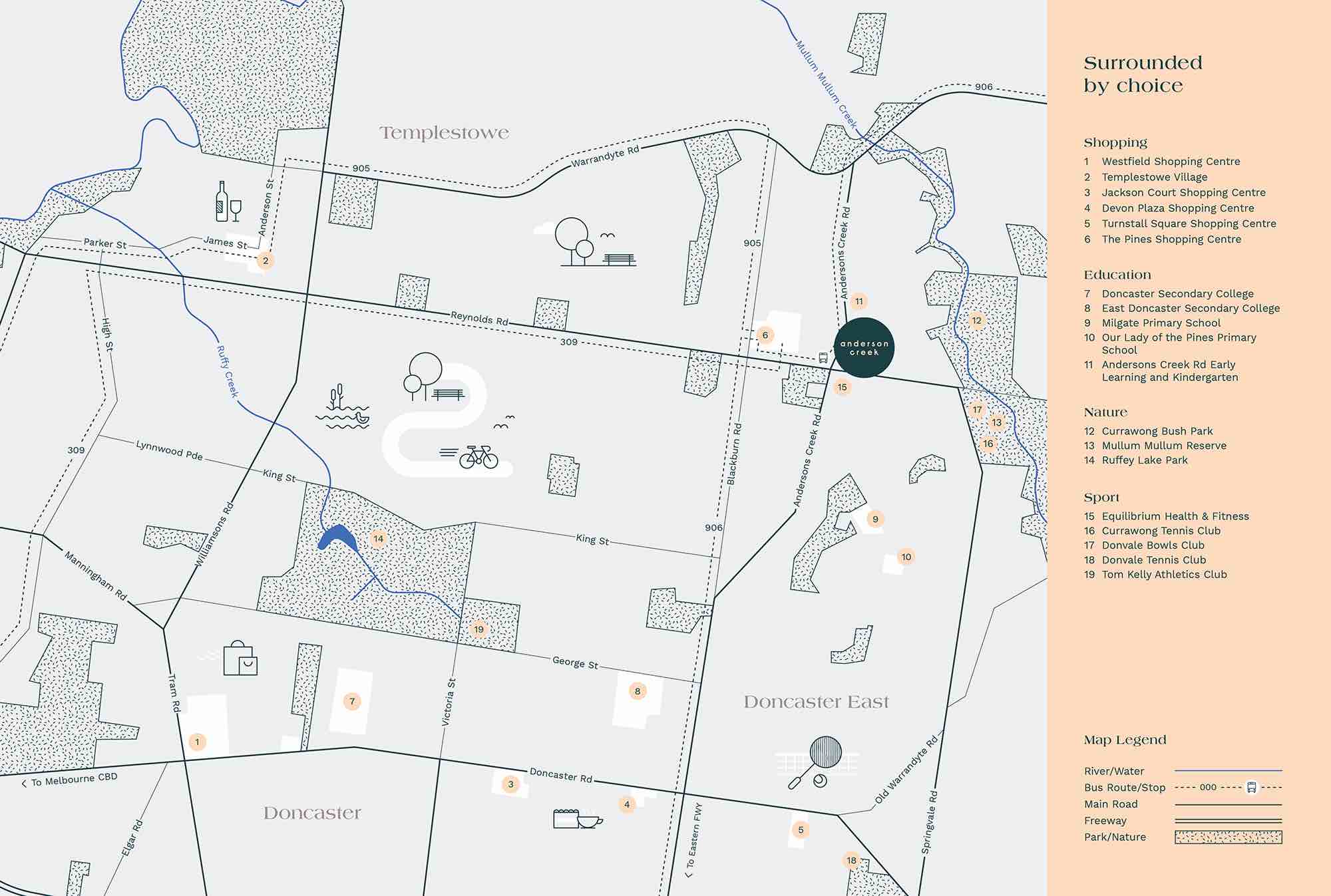 Anderson Creek Doncaster East Location m Location Map