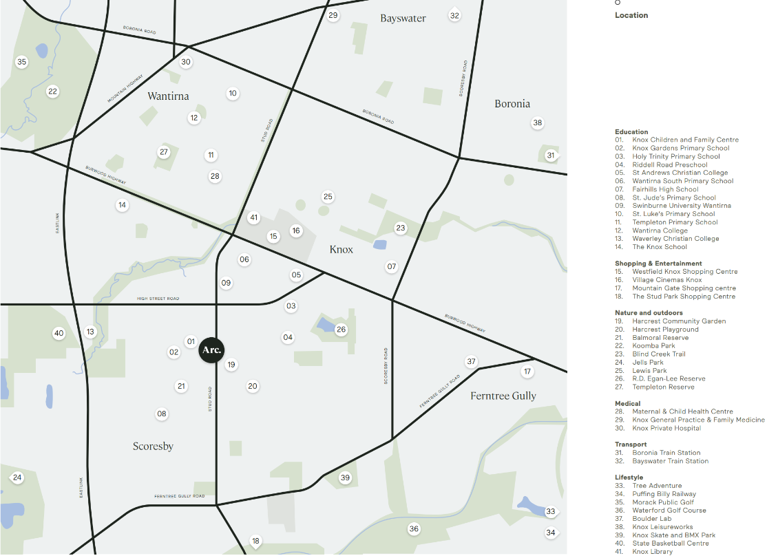 Arc Chappell Townhomes - Wantirna South Location Map
