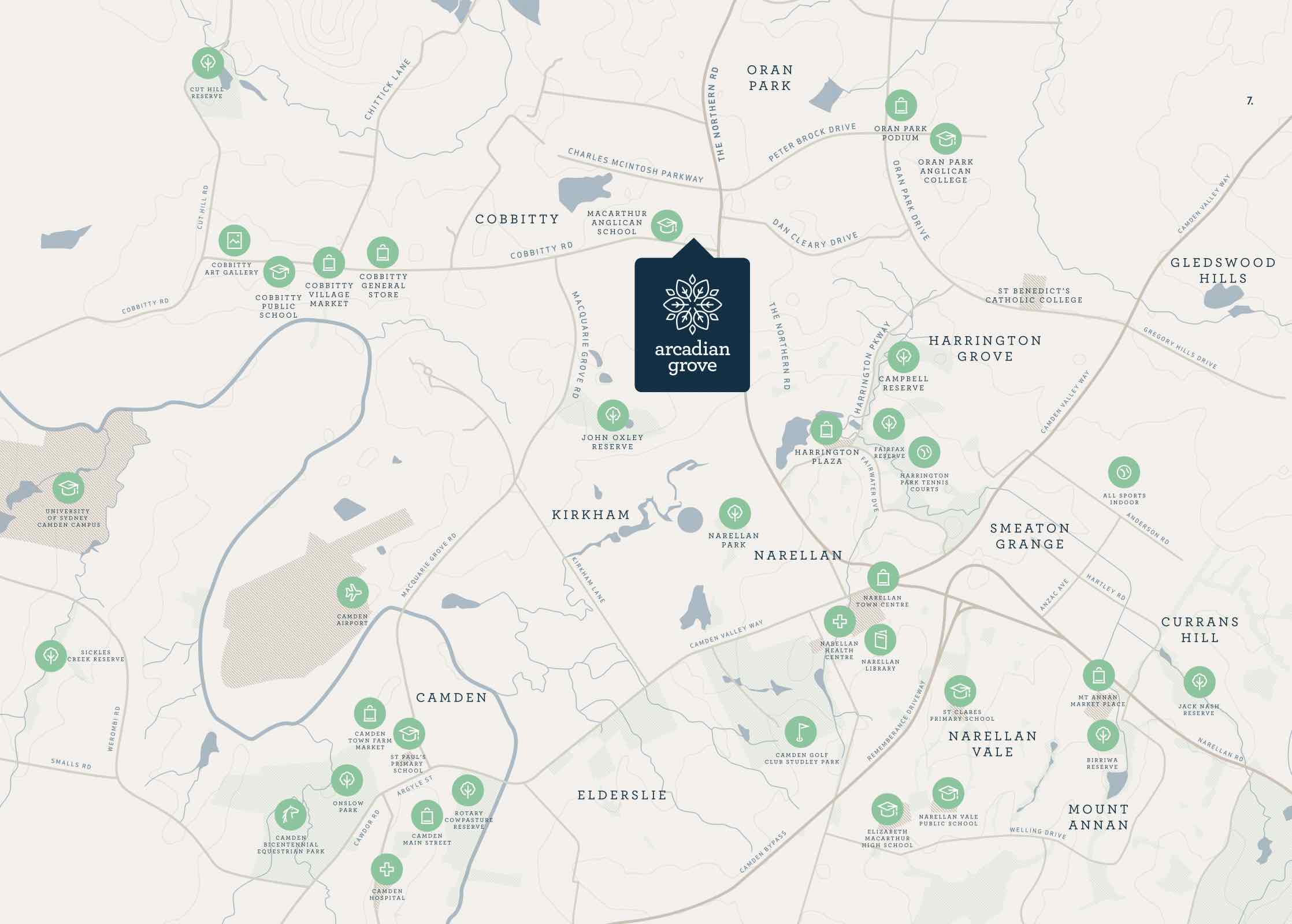 Arcadian Grove Estate - Cobbitty Location map