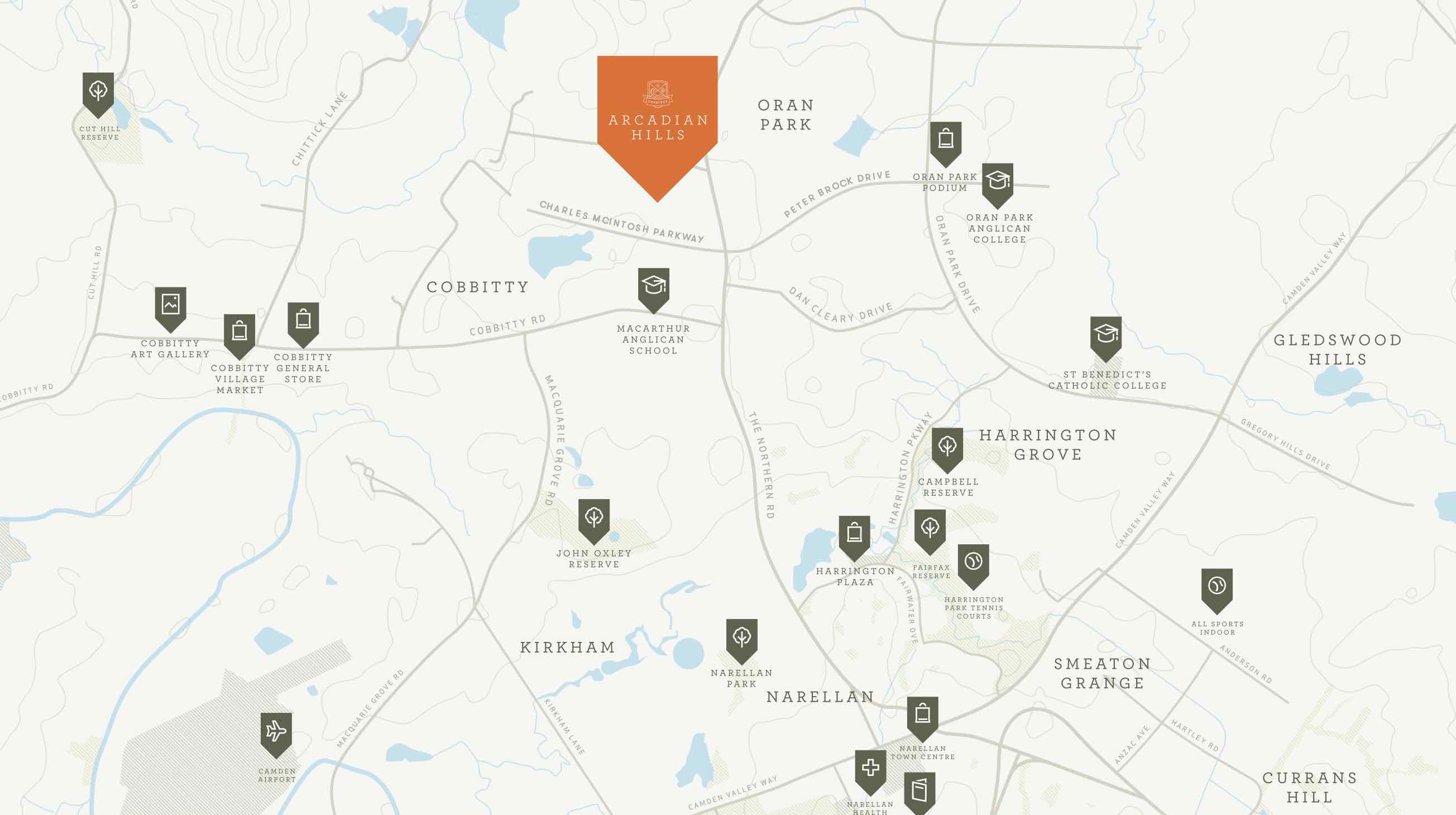 Arcadian Hills Estate - Cobbitty Location m Location Map