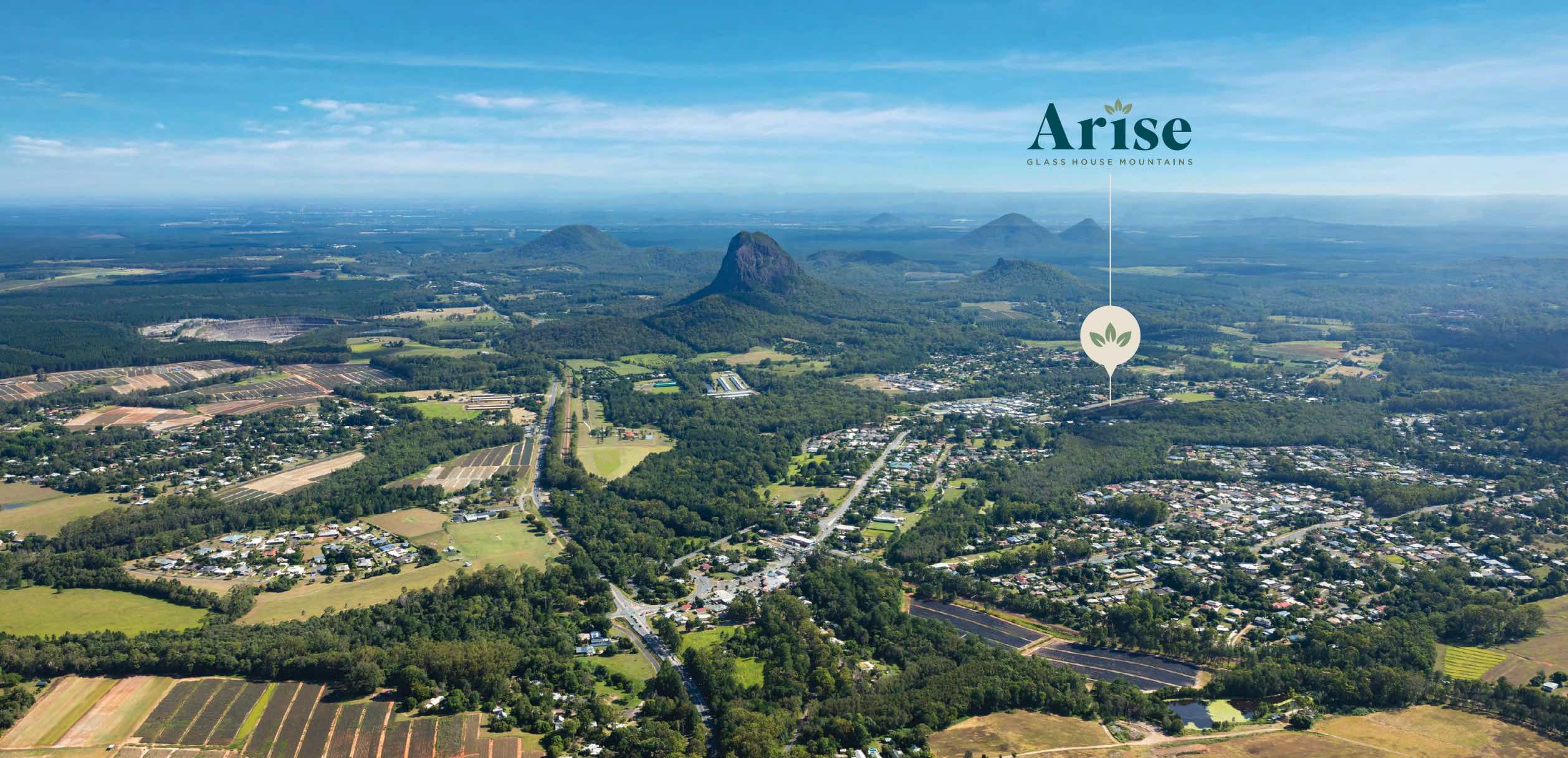 Arise Estate - Glass House Mountains Aerial