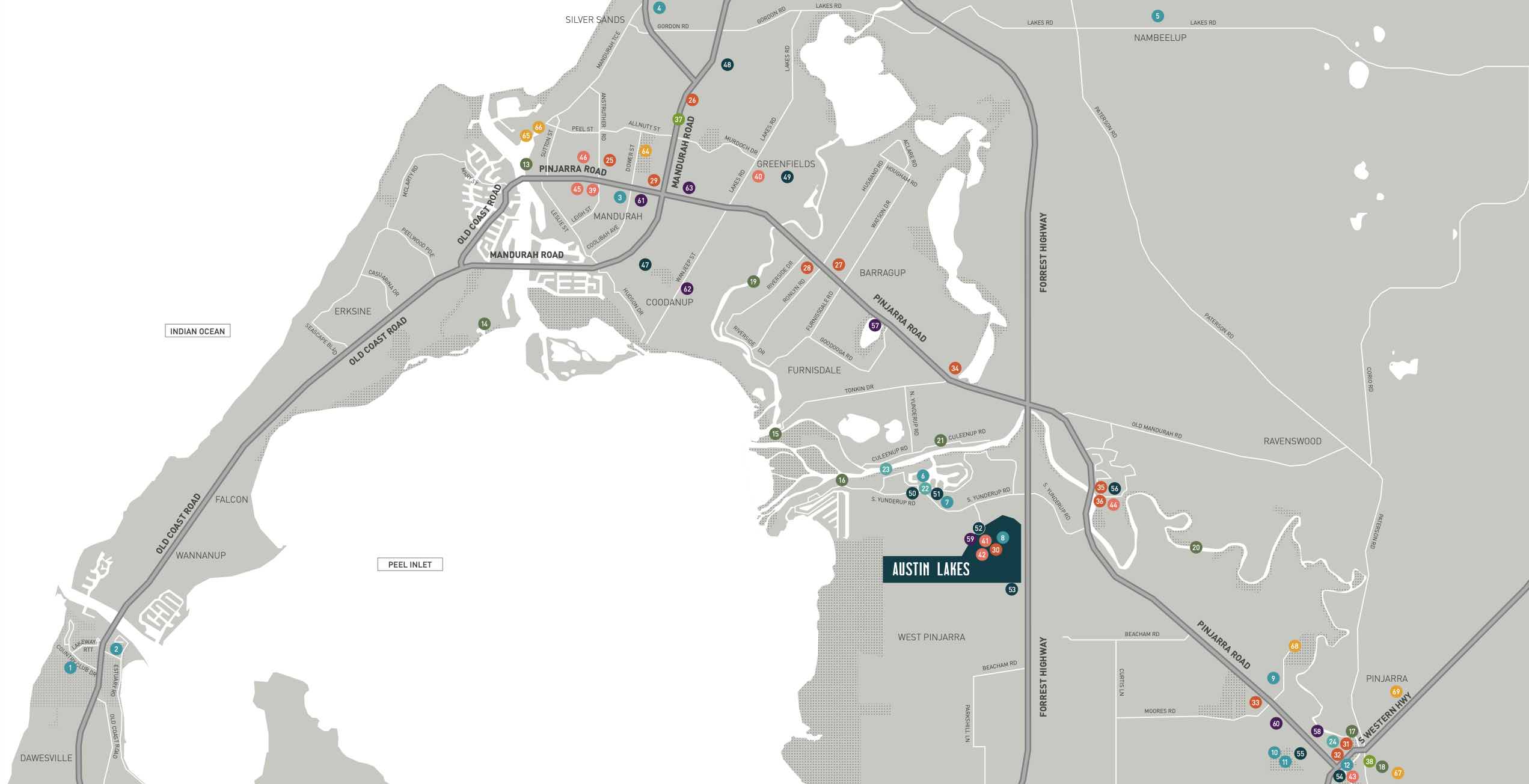 Austin Lakes Estate - South Yunderup Location map