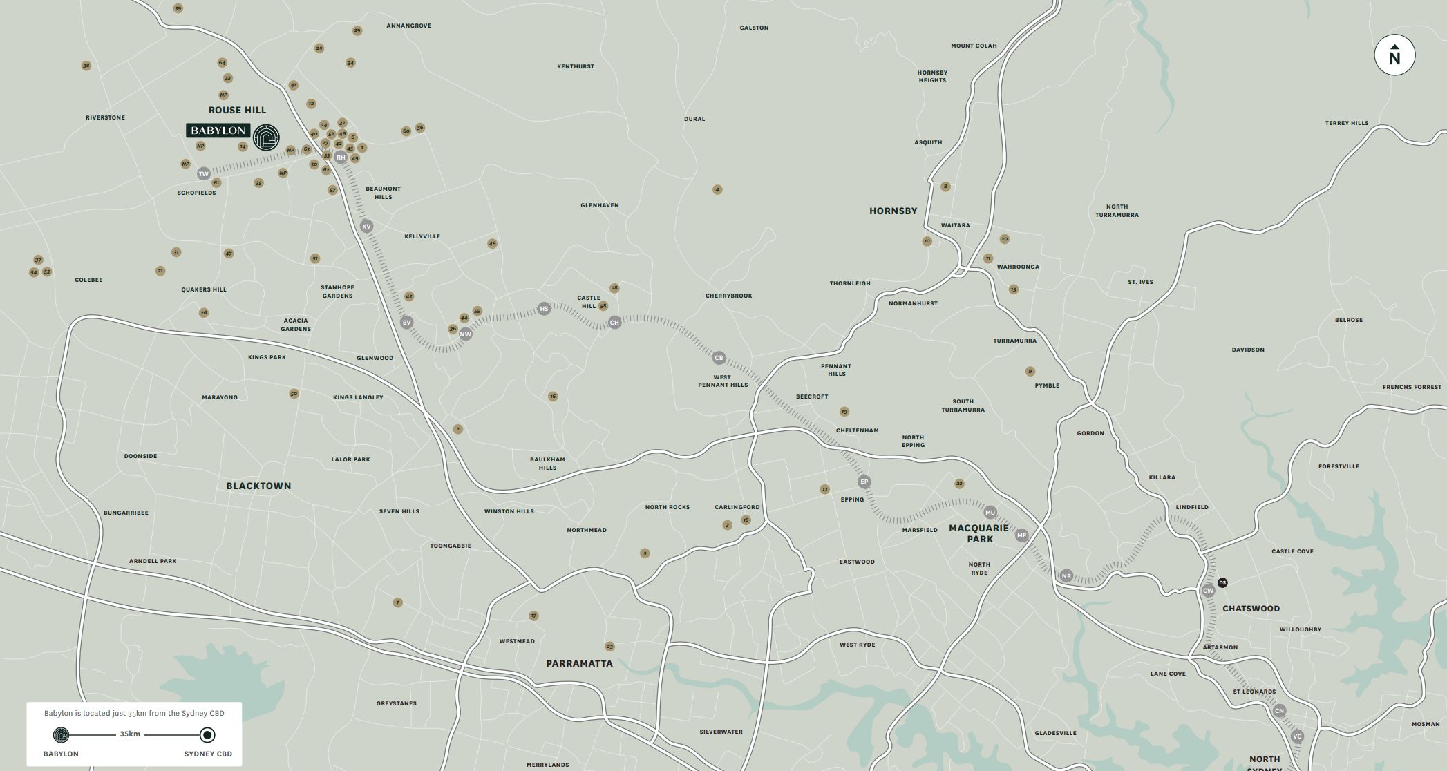 Babylon Estate - Rouse Hill Location Map