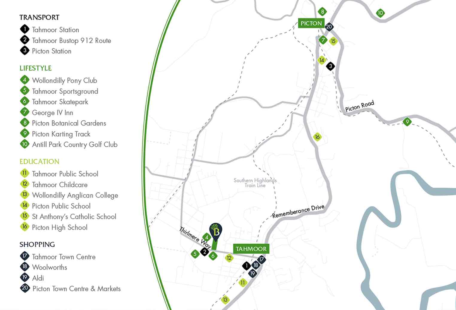 Belford Park Estate - Tahmoor Location map