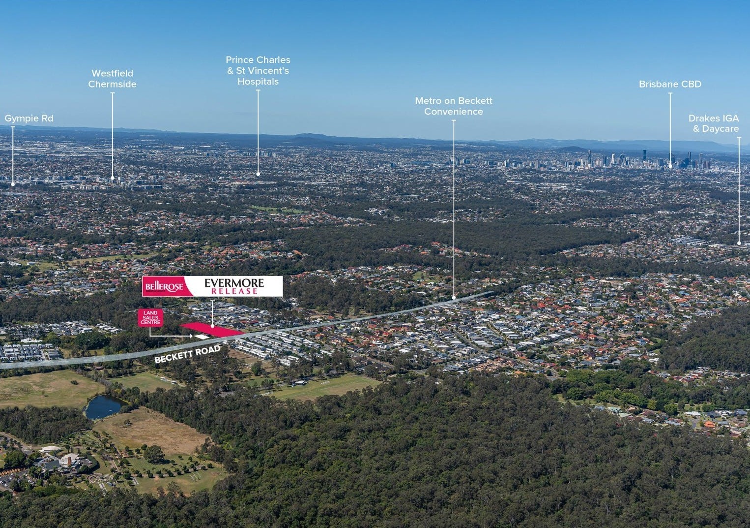 Bellerose Evermore Estate - Bridgeman Downs Aerial