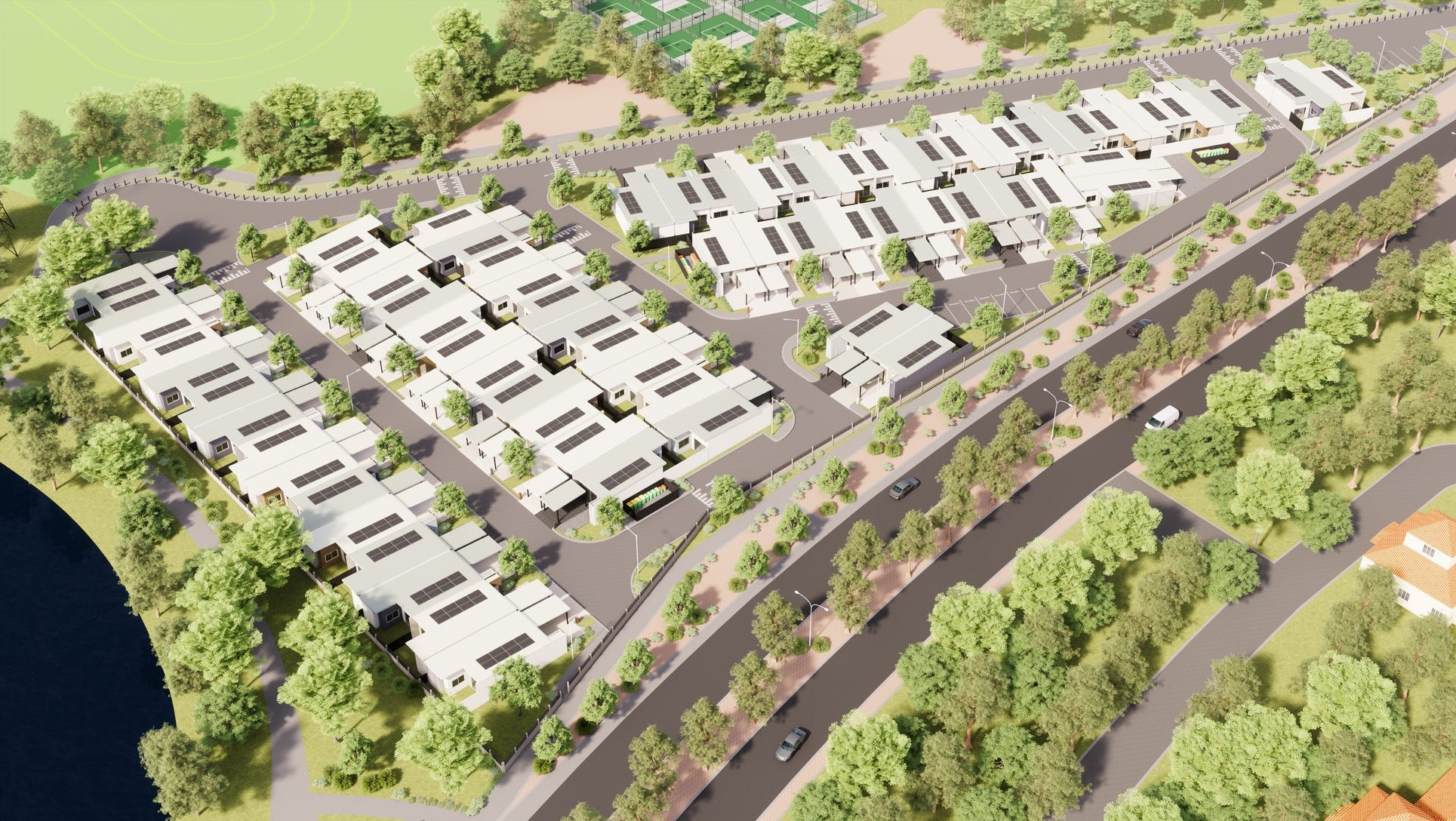 Berrigan Grove Estate - South Lake Render