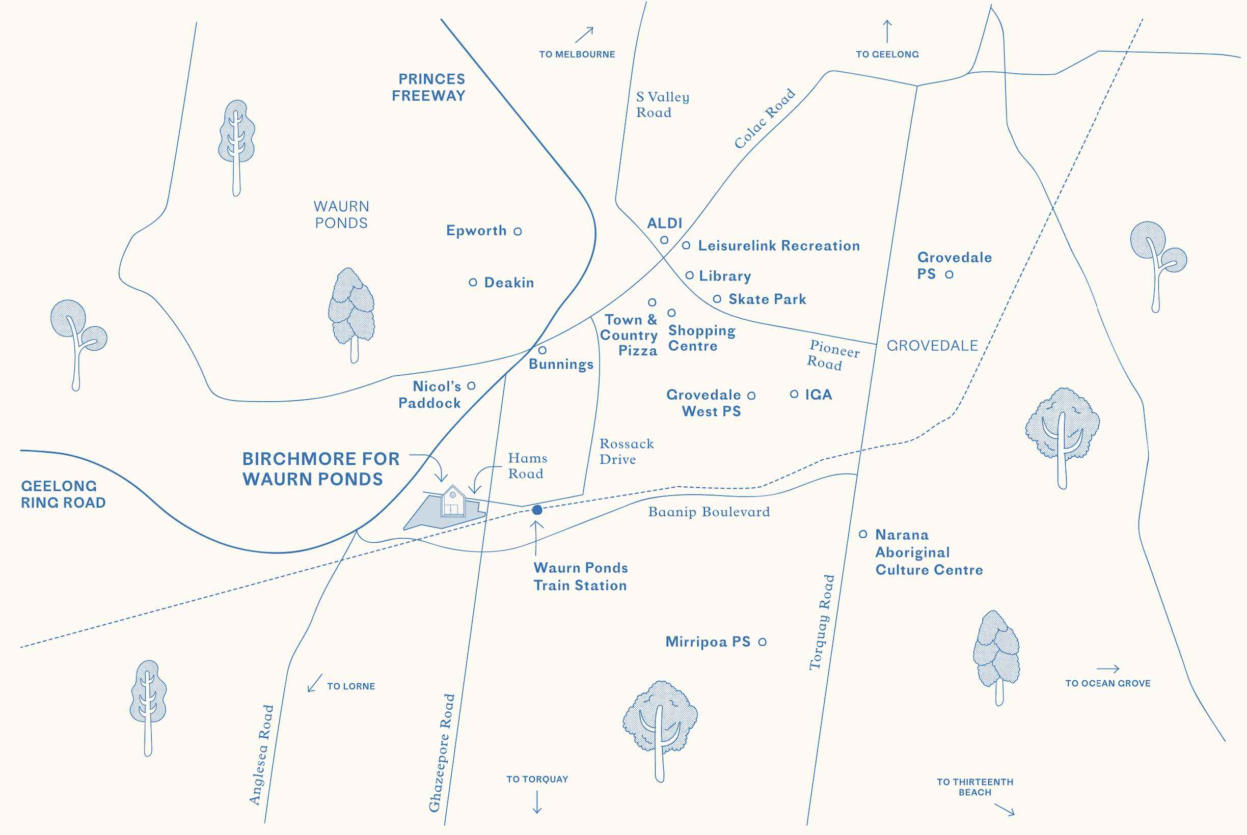 Birchmore for Waurn Ponds Estate - Waurn Ponds Location map