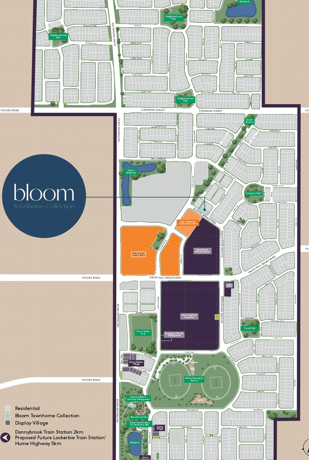 Bloom Townhomes at Olivine Estate - Donnybrook Location Map