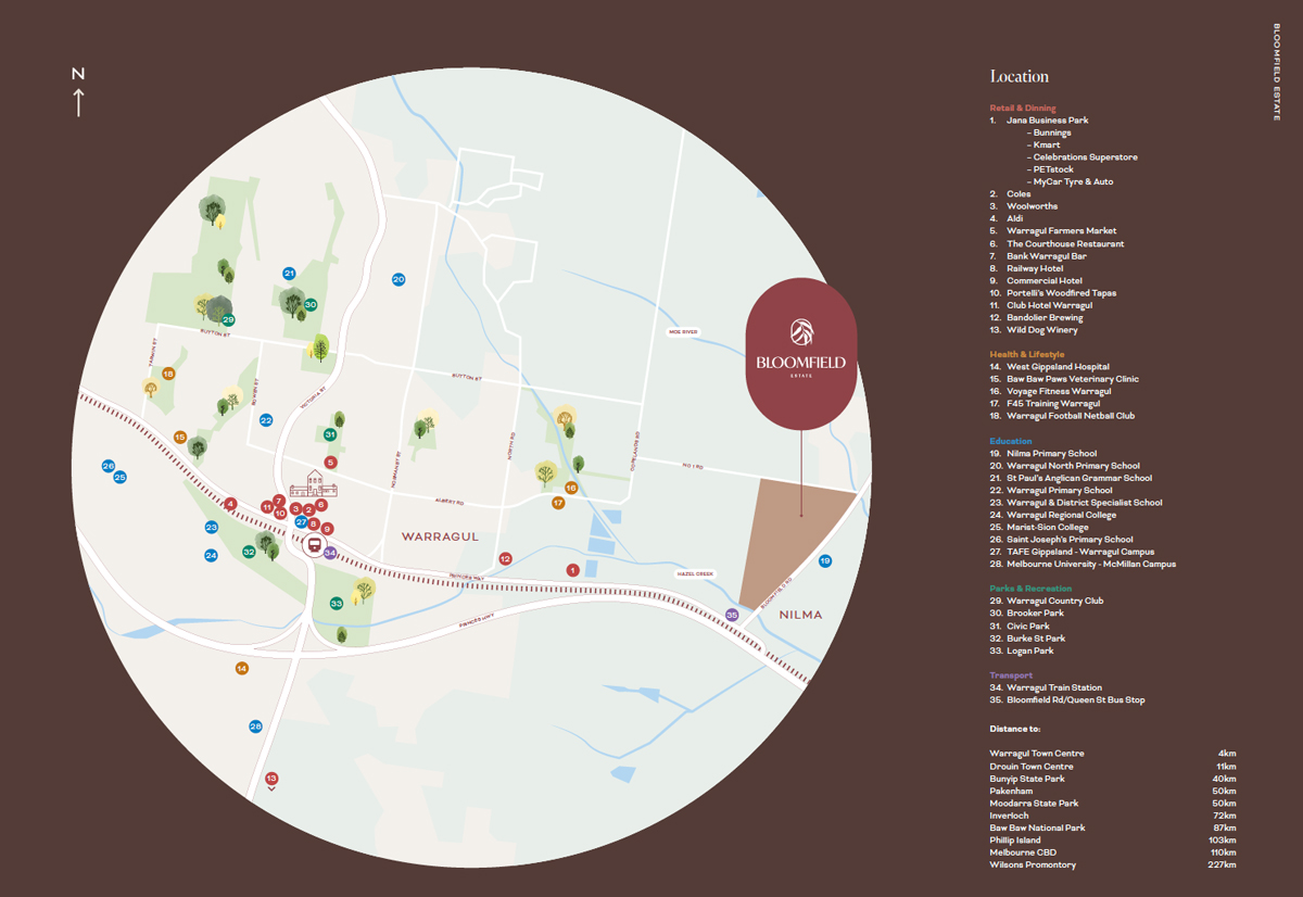 Bloomfield Warragul Estate - Nilm Location Map