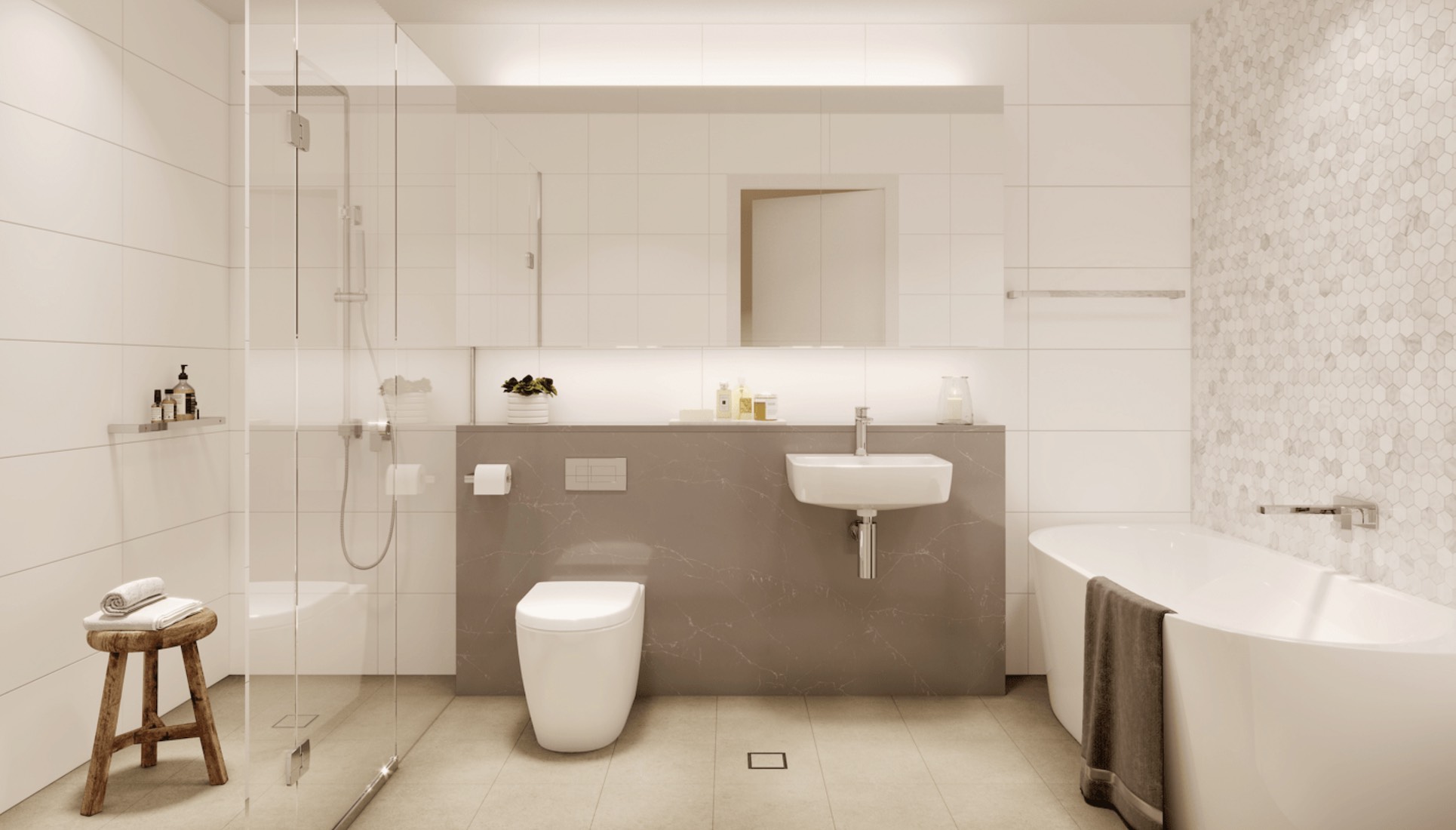 Boddington Gardens Estate - Box Hill Bathroom Render