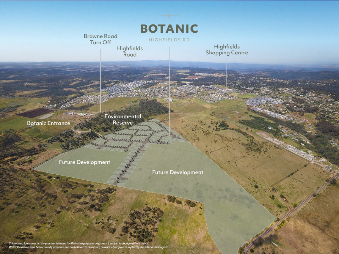 Botanic Estate - Highfields Aerial