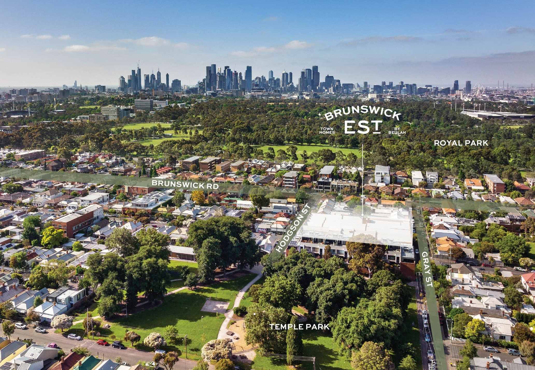 Brunswick Established Townhomes - Brunswick Aerial