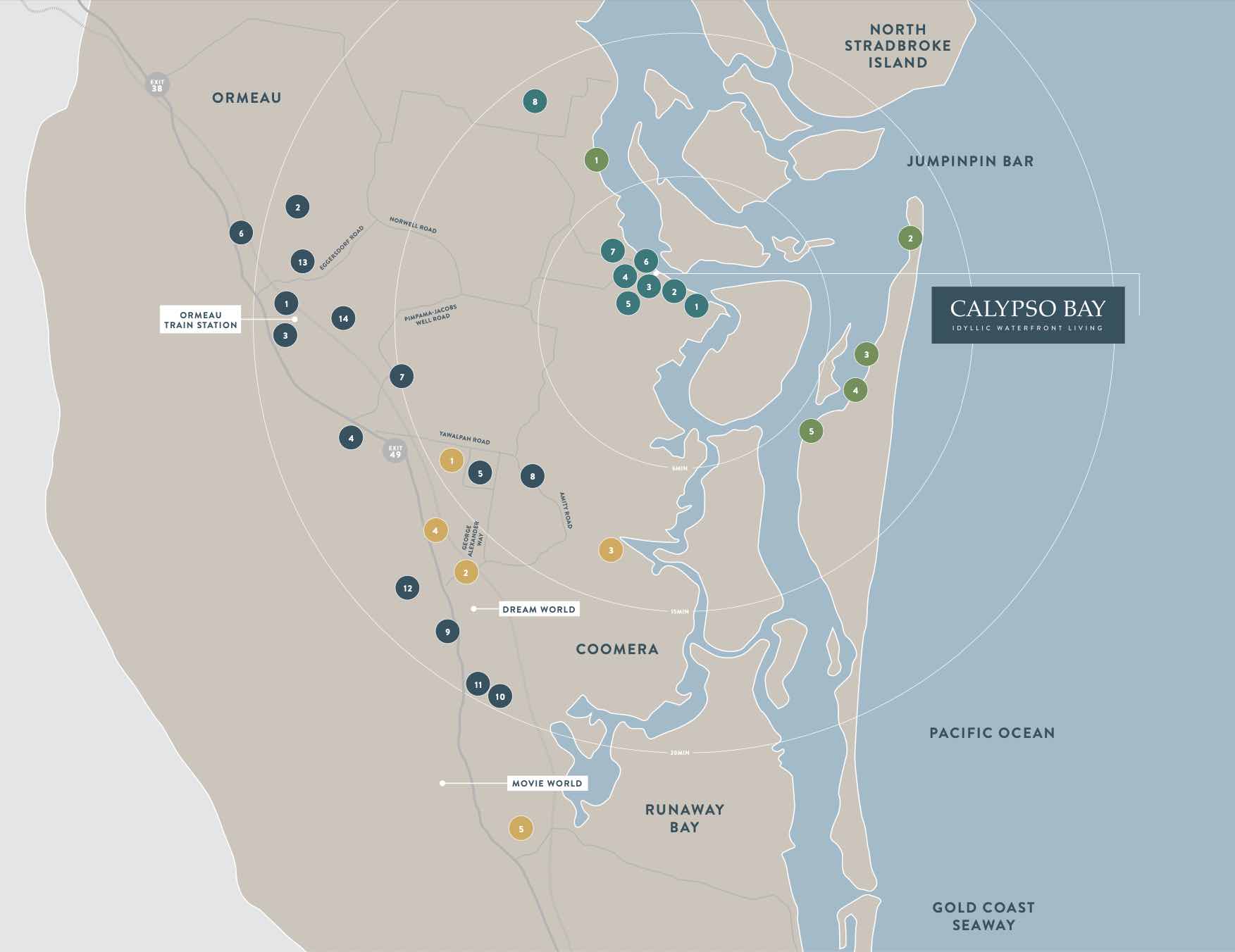 Calypso Bay Estate - Jacobs Well Location map