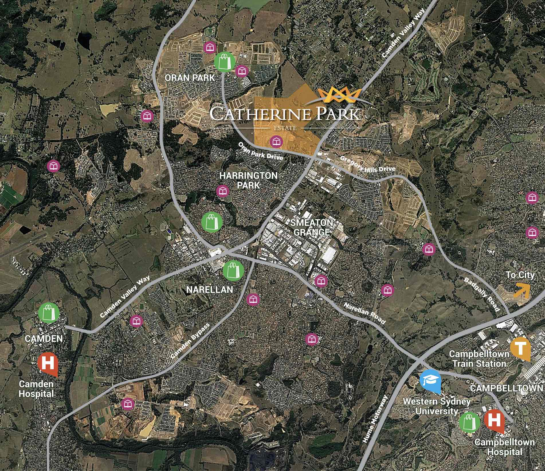 Catherine Park Estate - Oran Park Location map