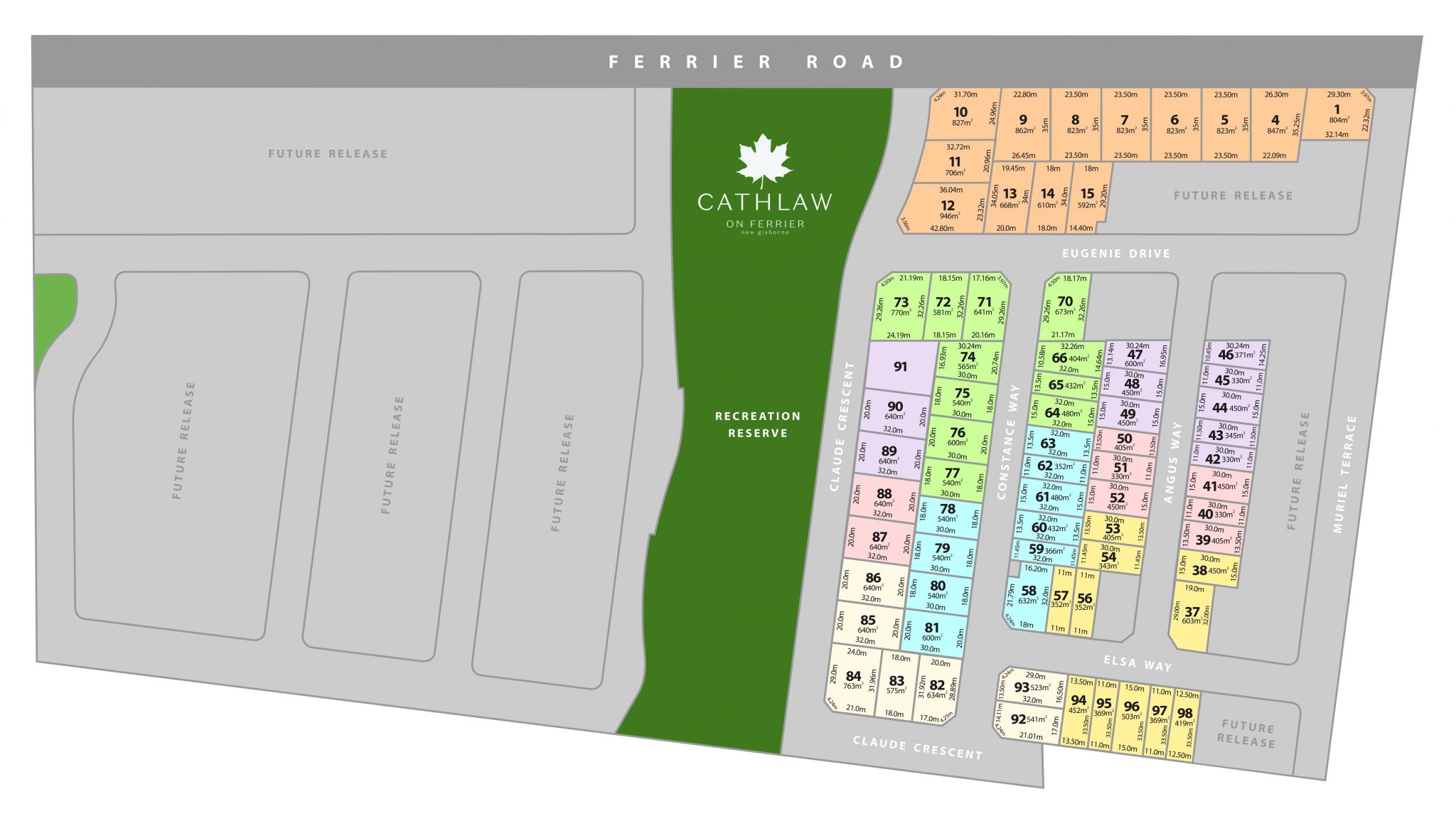 Cathlaw on Ferrier Estate - New Gisborne Release Map