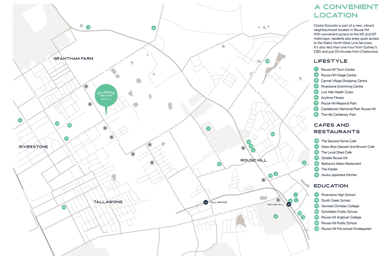 Clarke Grounds Estate - Rouse Hill Location Map