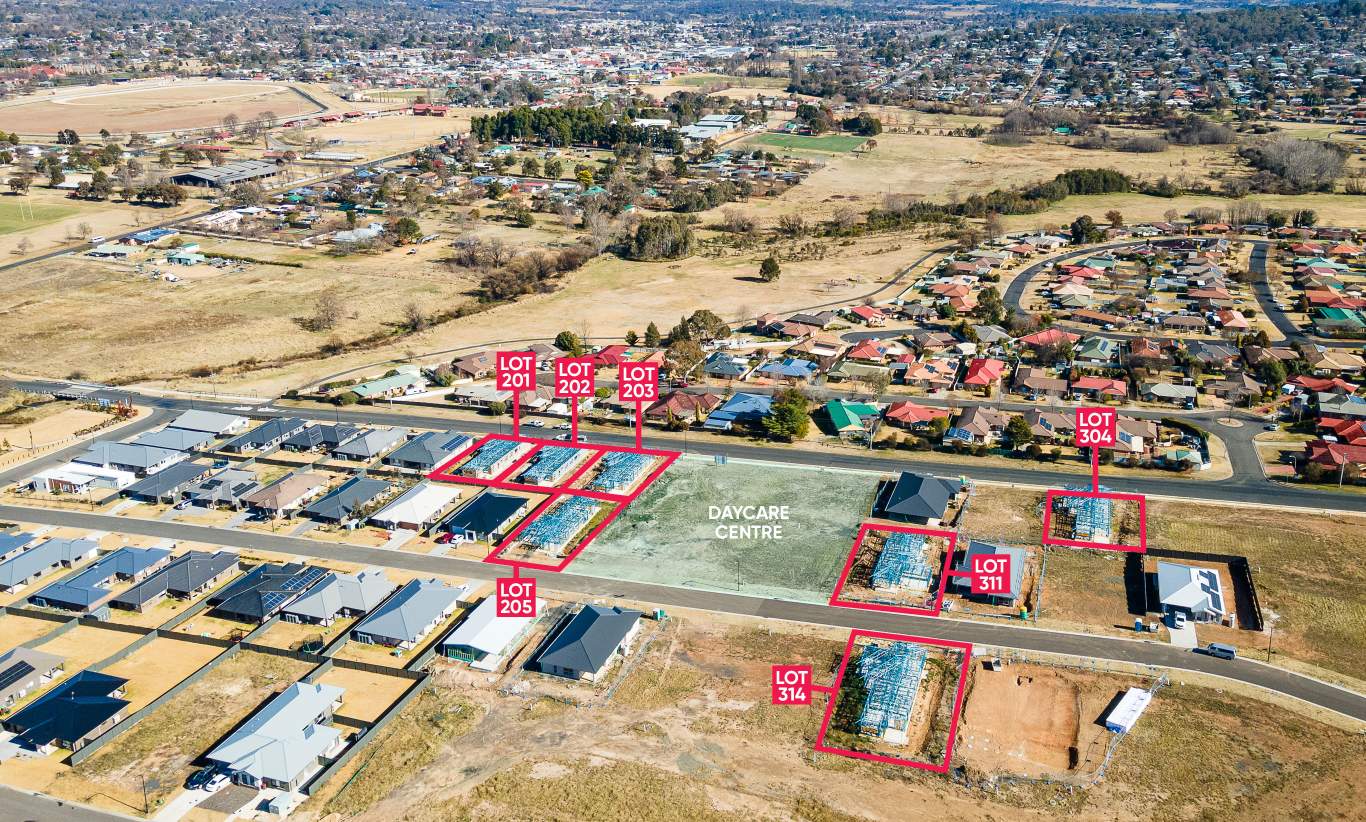 Complete by McDonald Jones Homes at Cookes Hill - Armidale Aerial