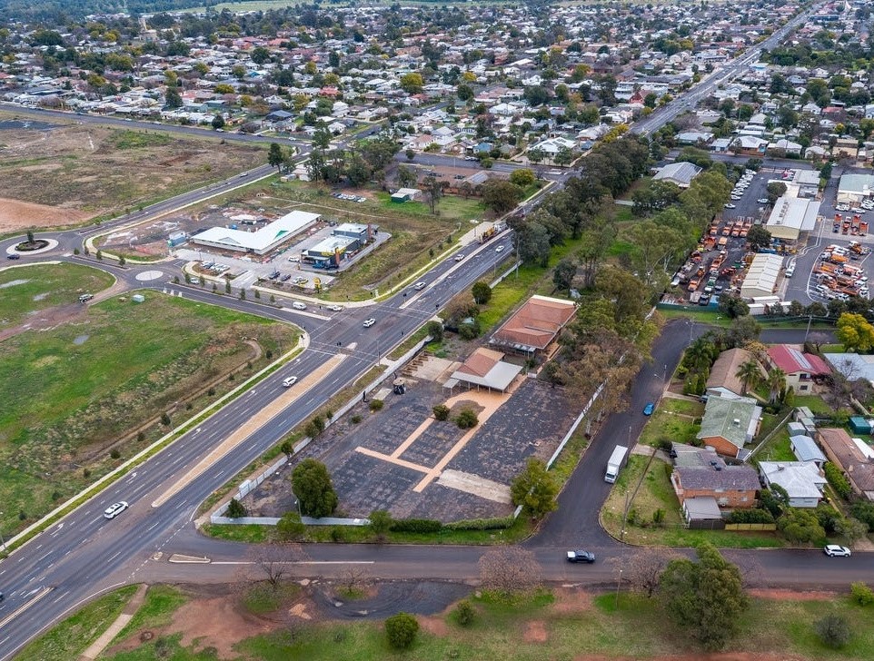 Corner Chelmsford Street - Cobra Street - Dubbo Aerial