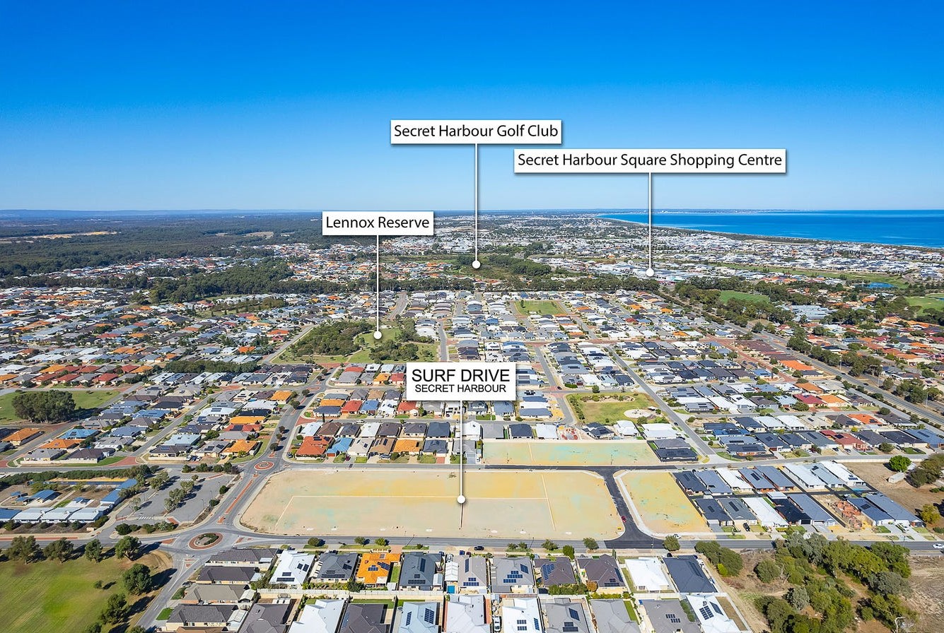 Corner Surf Drive - Springdale Boulevard - Secret Harbour Aerial
