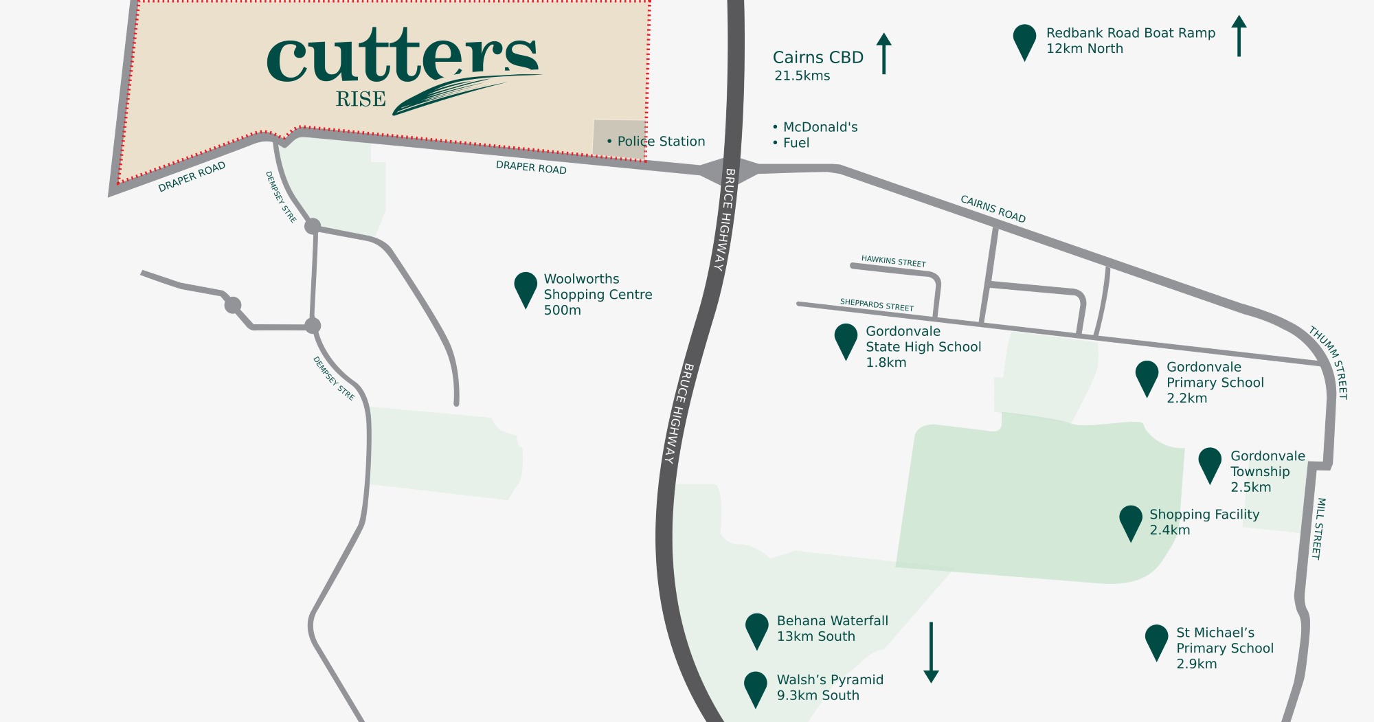 Cutters Rise Estate - Gordonvale Location Map