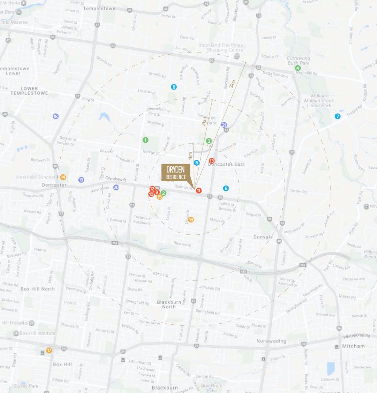 Dryden Residence - Doncaster East Location map