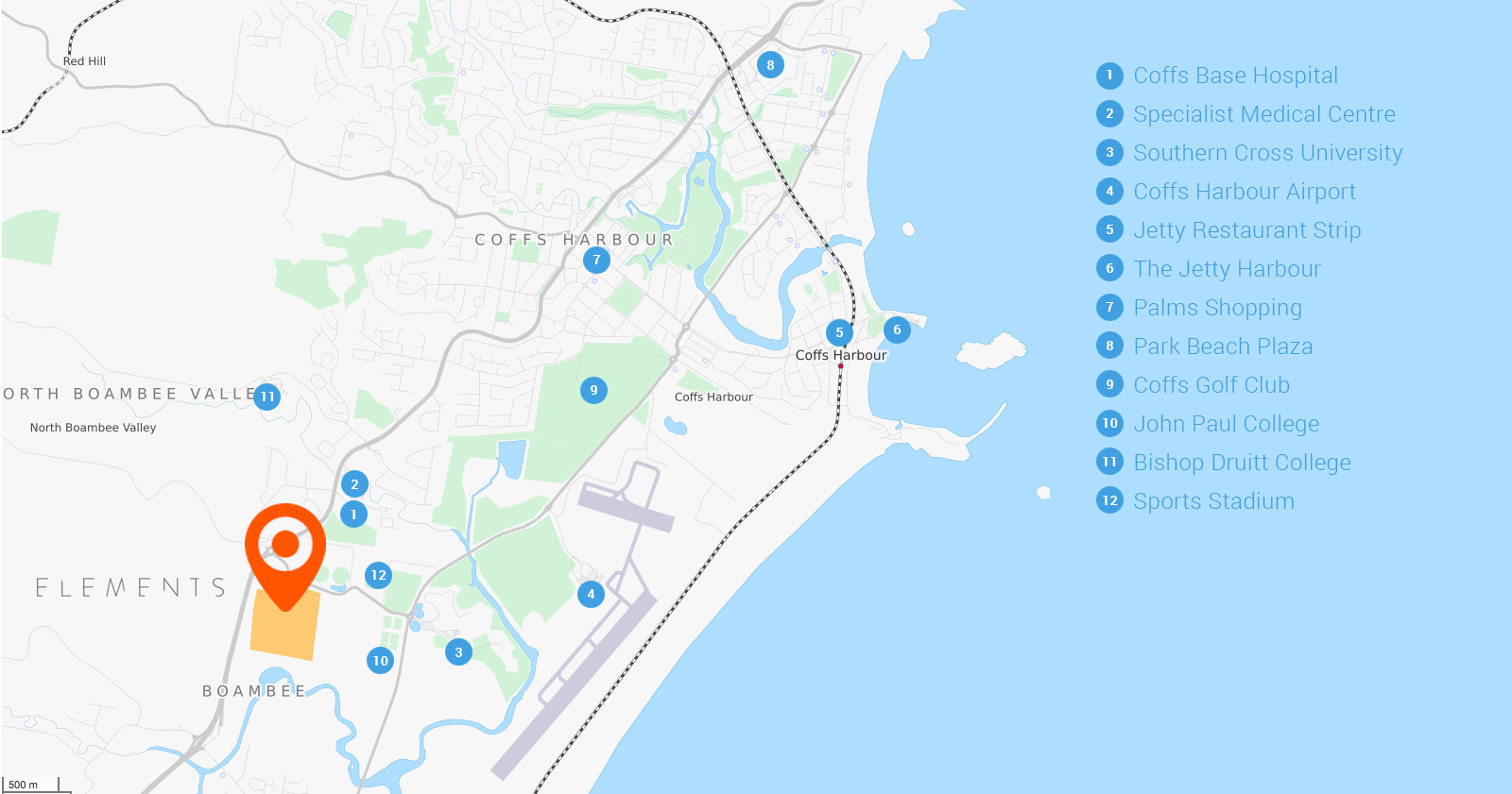 Elements Estate - Coffs Harbour Location Map