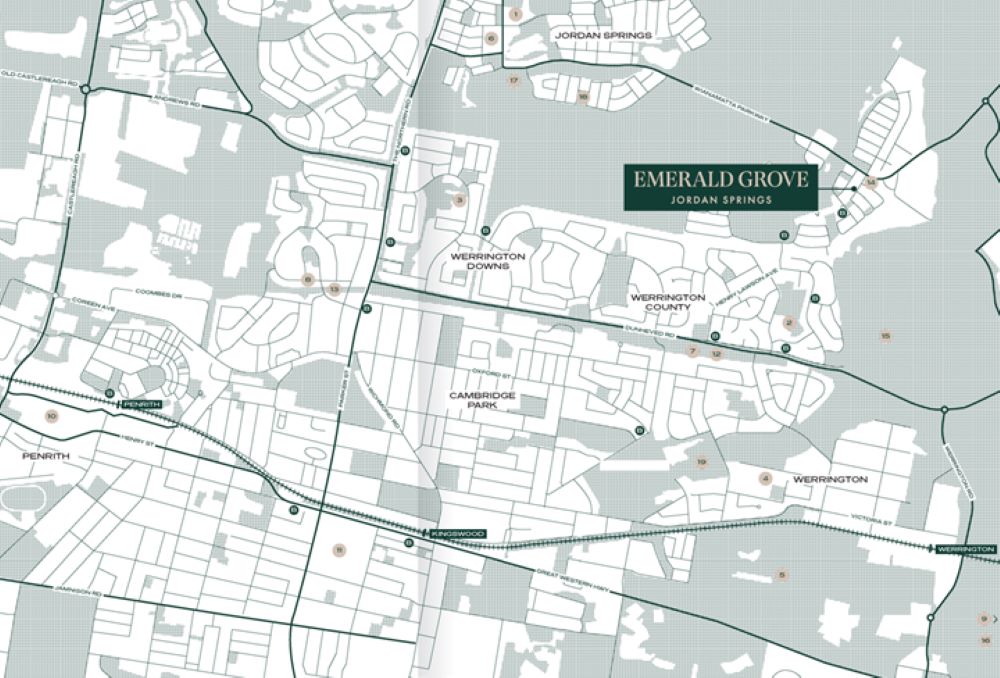 Emerald Grove Estate - Jordan Springs Location Map