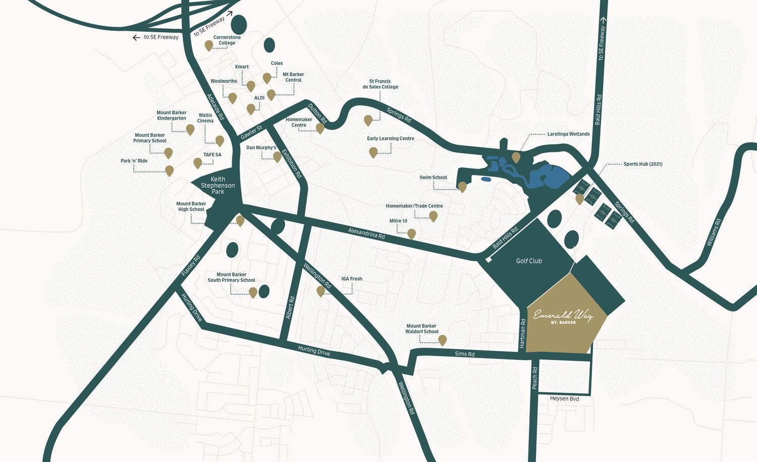 Emerald Way Estate - Mount Barker Location Map