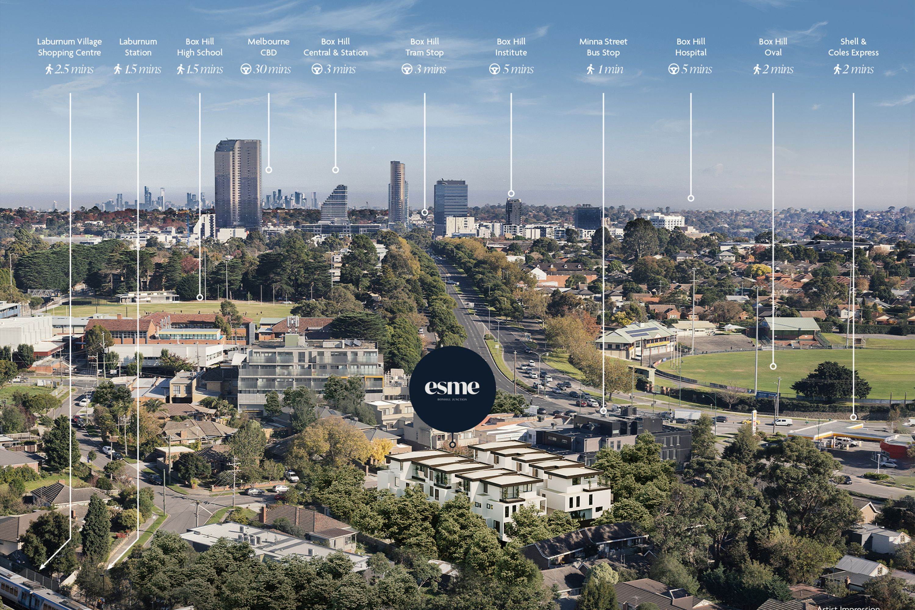 Esme Townhomes - Blackburn Aerial