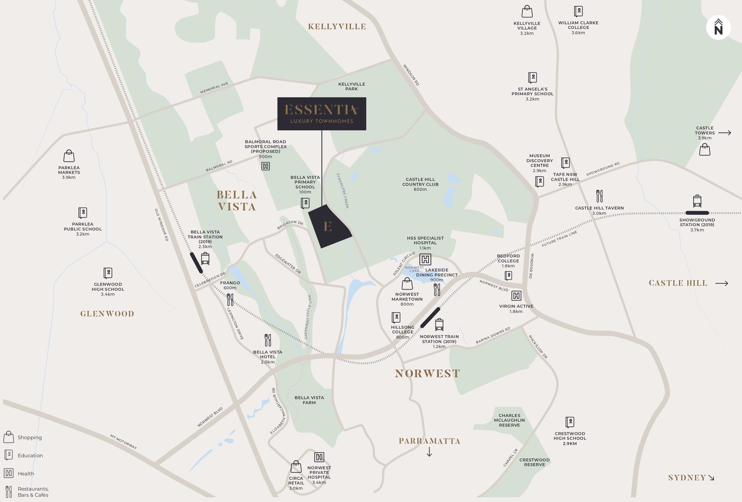 Essentia Townhomes Norwest - Bella Vista Location Map