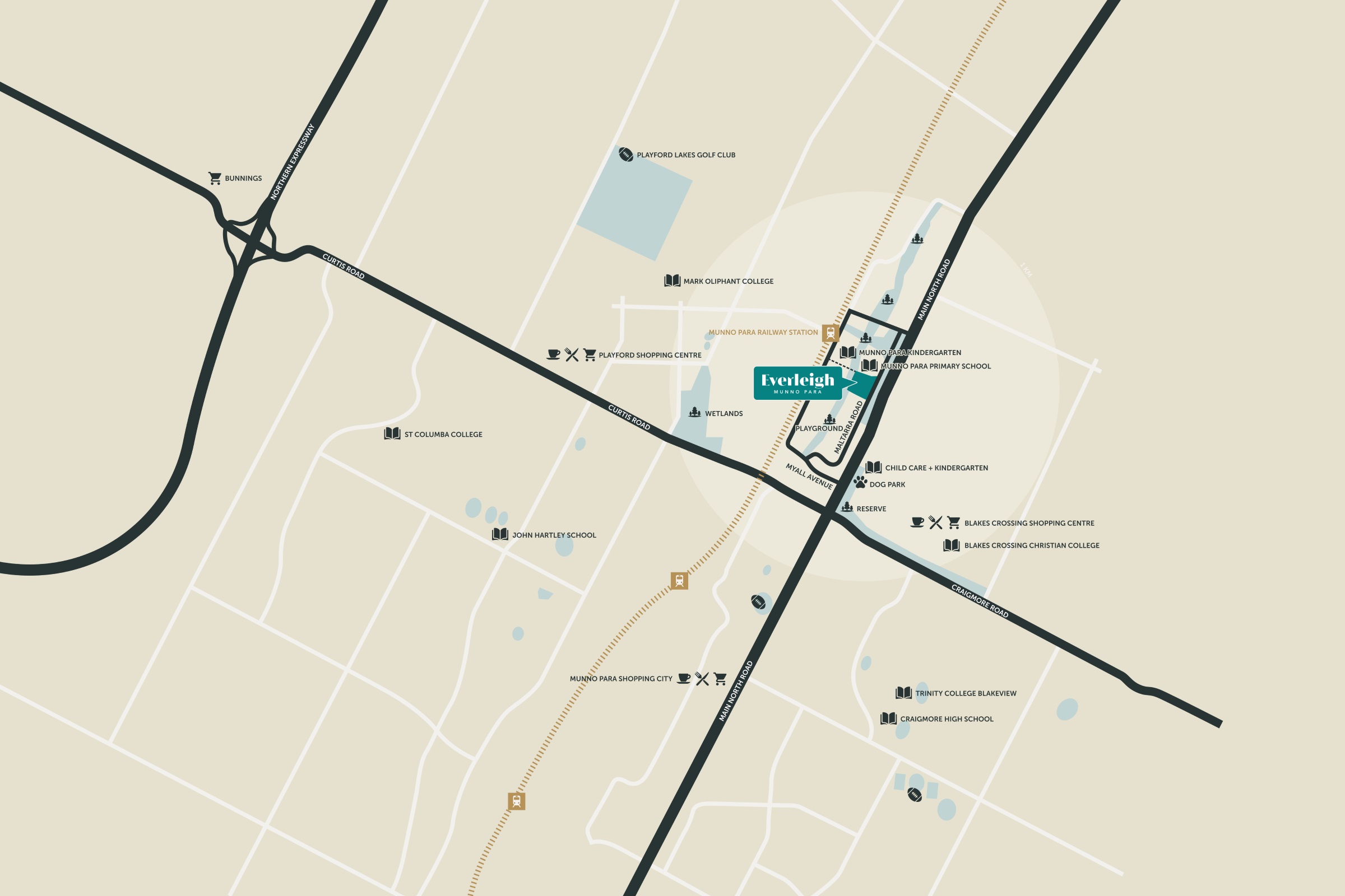Everleigh Estate - Munno Para Location Map