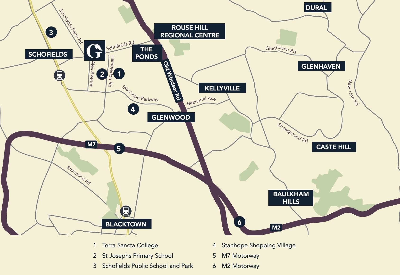 Gardene Estate - Schofields Location map