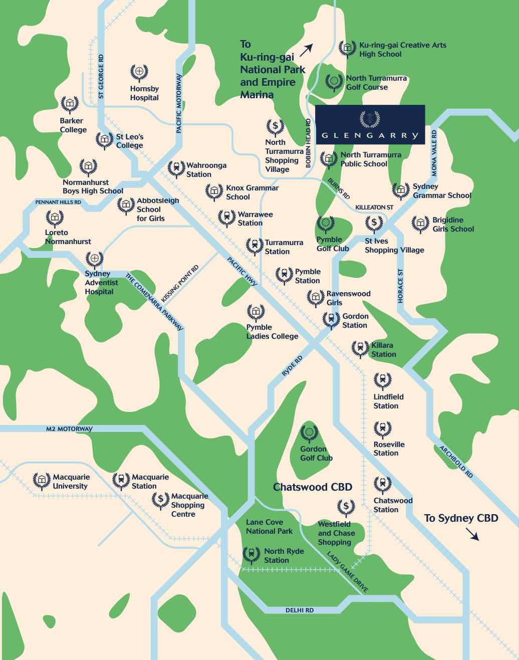 Glengarry Turramurra Estate - North Turramurra Location map