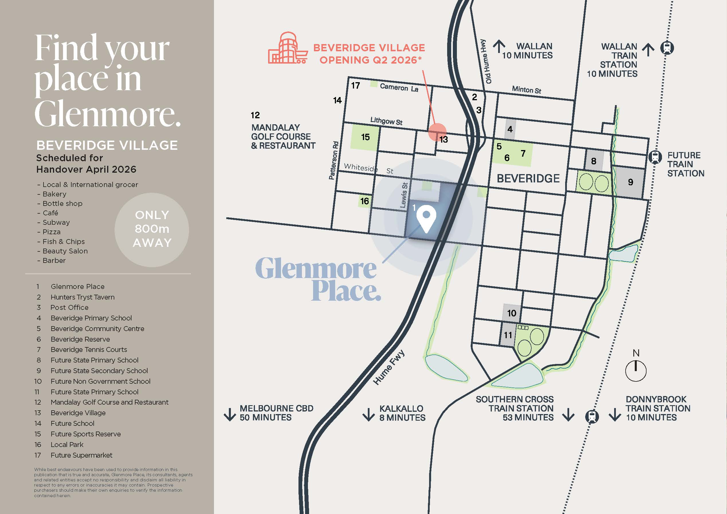 Glenmore Estate - Beveridge Location Map