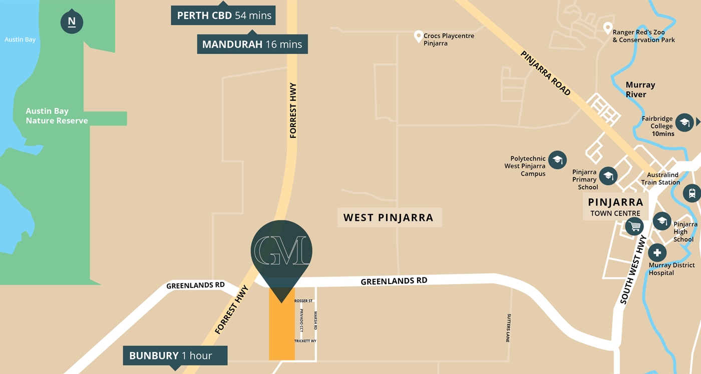 Greenlands Meadows Estate - West Pinjarr Location Map