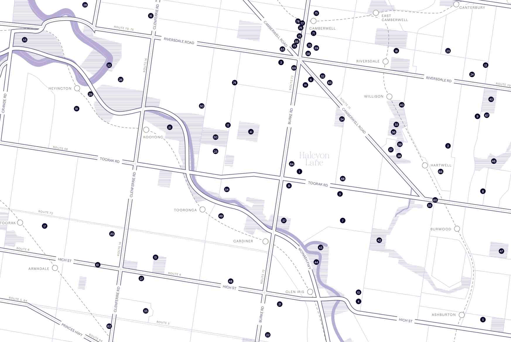 Halcyon Lane Estate - Camberwell Location map