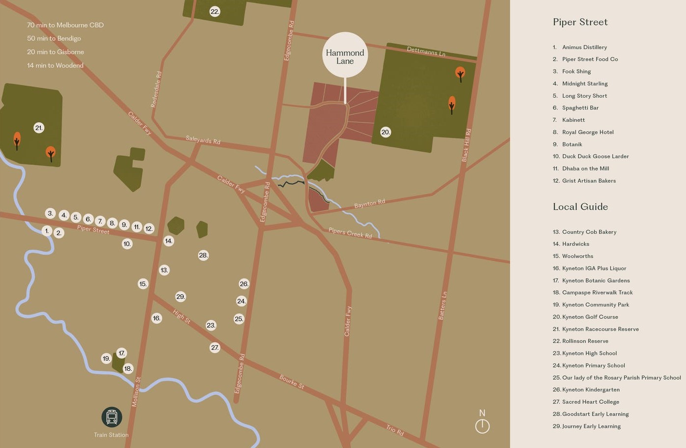 Hammond Lane Estate - Kyneton Location Map