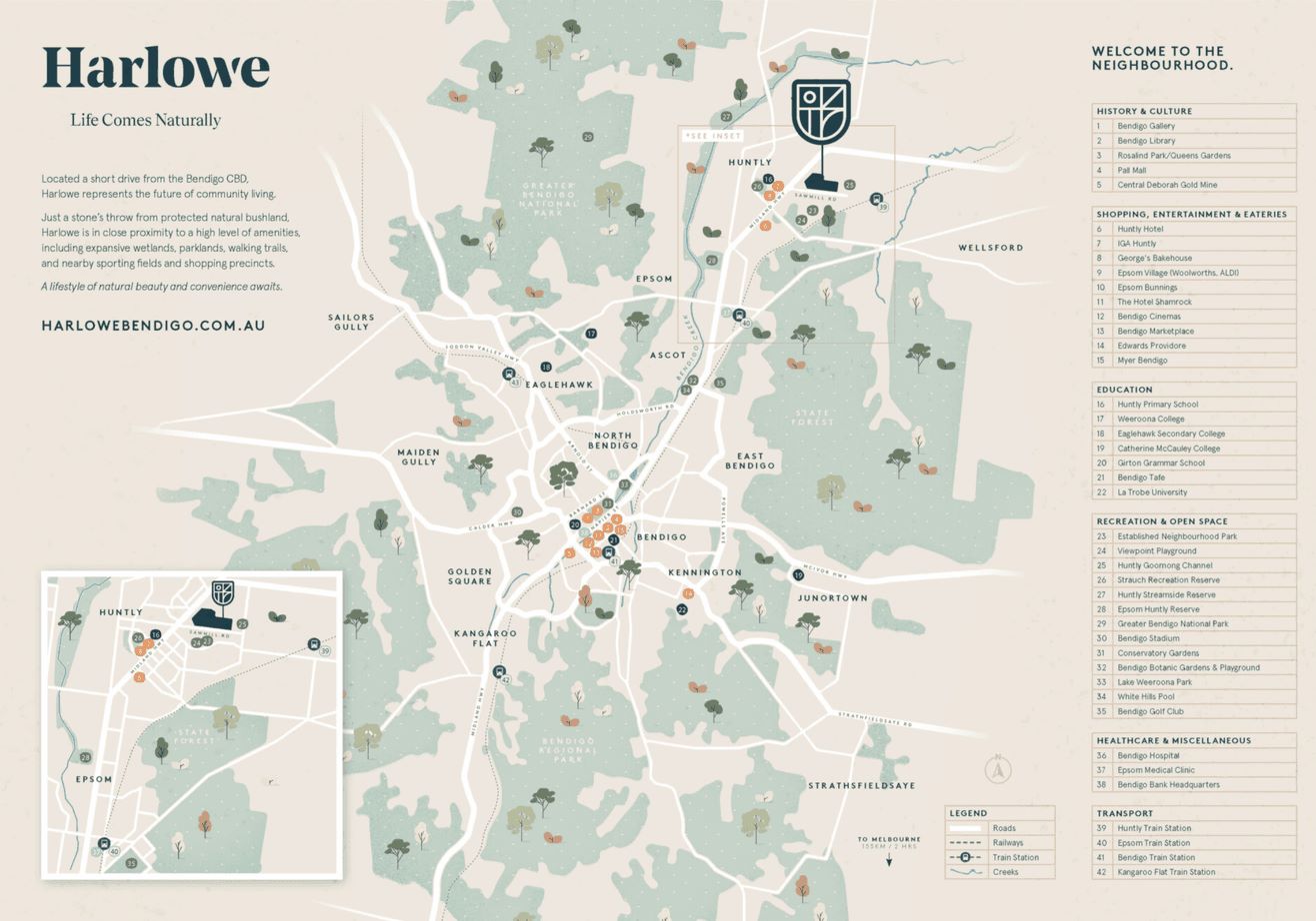 Harlowe Bendigo Estate - Huntly Location Map
