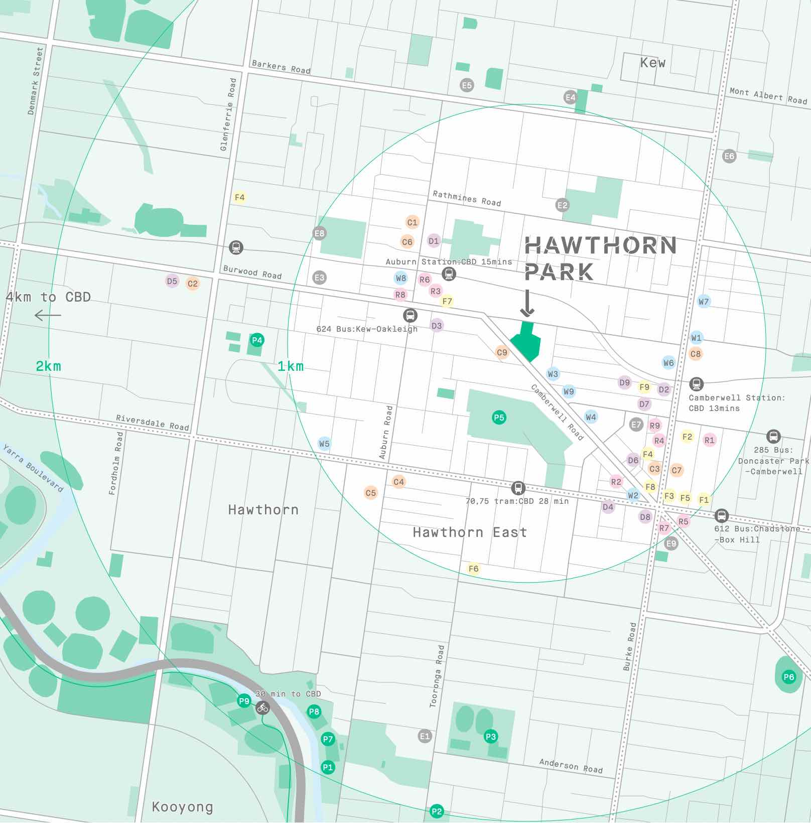 Hawthorn Park Estate - Hawthorn East Location map