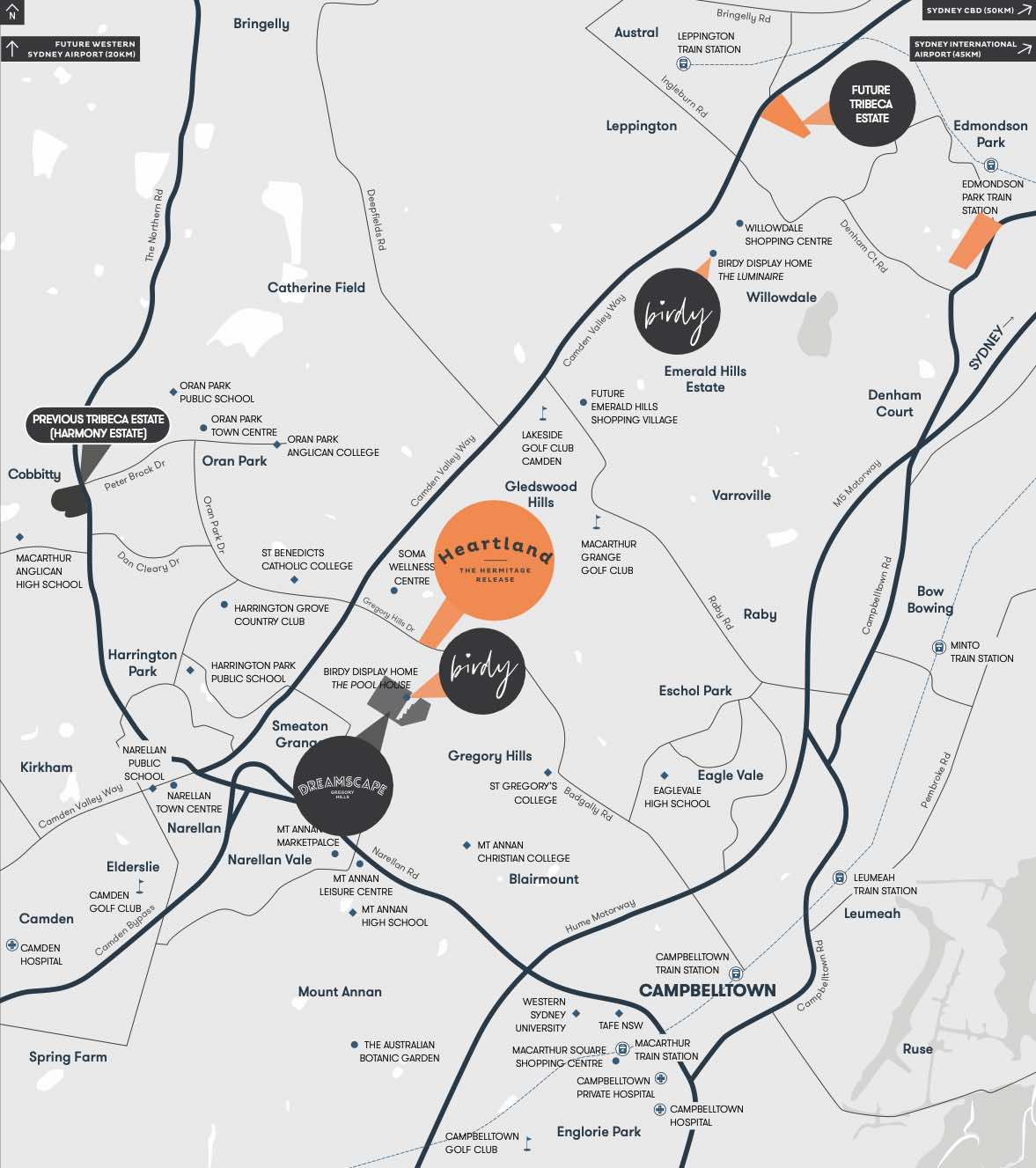 Heartland Estate - Gledswood Hills Location map