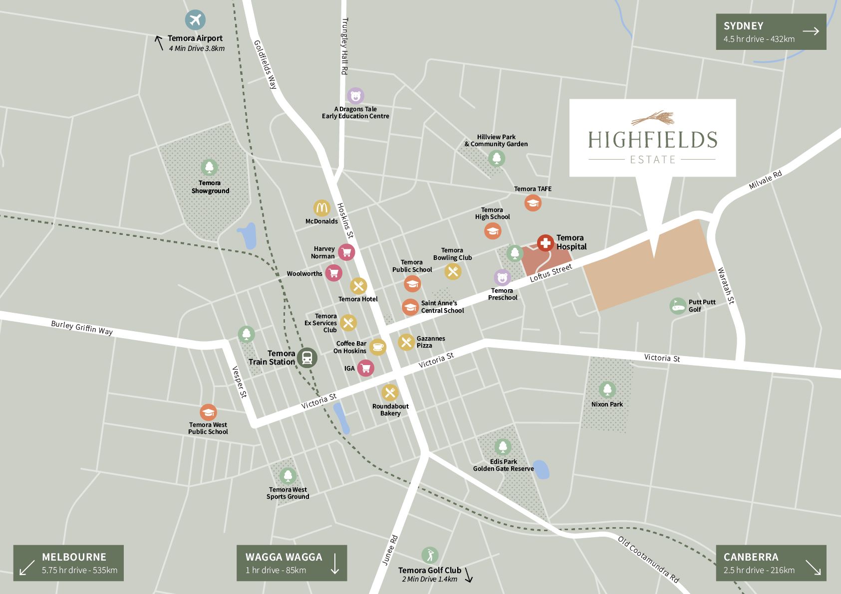 Highfields Estate - Temor Location Map
