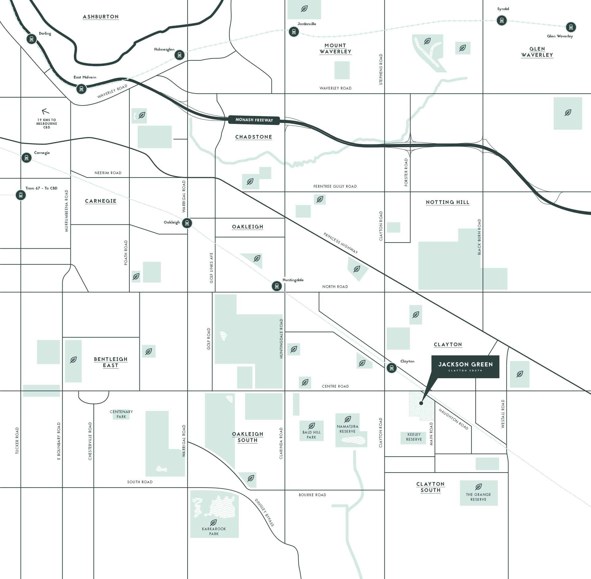 Jackson Green Estate - Clayton South Location map